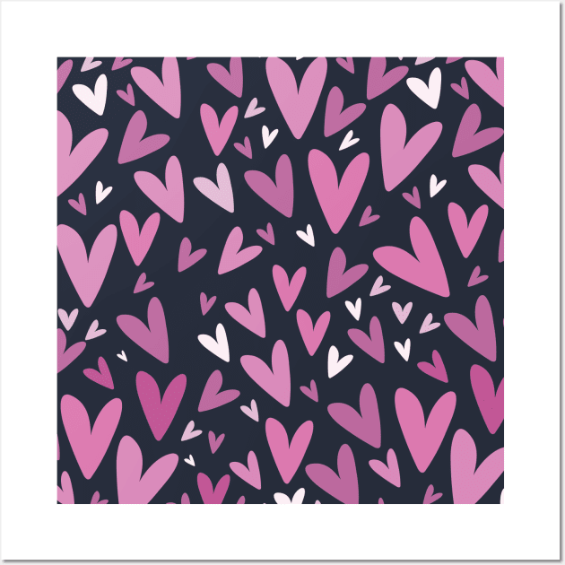 Valentine pink hearts Wall Art by Valeria Frustaci 